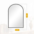 JHK 26"x38" Arched Metal Framed Mirror for Wall Matte Metal Framed Modern Dressing Mirror Tempered Glass Bedroom Living Room