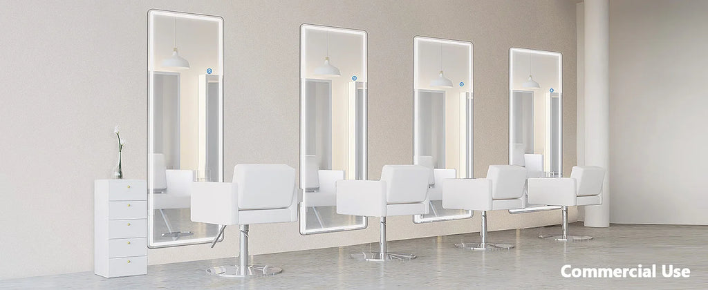 JHK Full Length Led Lights 64"x21" Mirror Standing Hanging or Wall-Mounted Mirrors with Stand Aluminum Alloy Frame For Home
