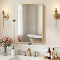 JHK Rounded Rectangle Wall Mirror with Metal Frame for Wall  Bathroom Mirror for Over Sink Modern Dressing Mirror Tempered Glass Bedroom Living Room Horizontal or Vertical